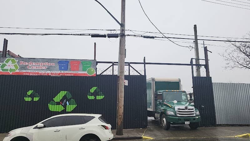 JK's redemption center (bottles glass & cans return) recycling center in New York City, NY - View of facility